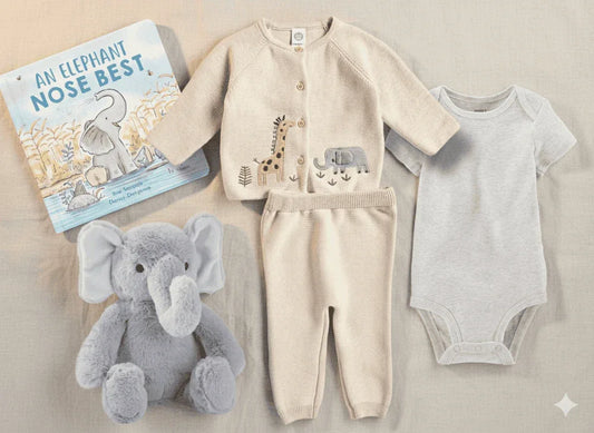 Safari Theme Baby Gift Box Elephant and Giraffe