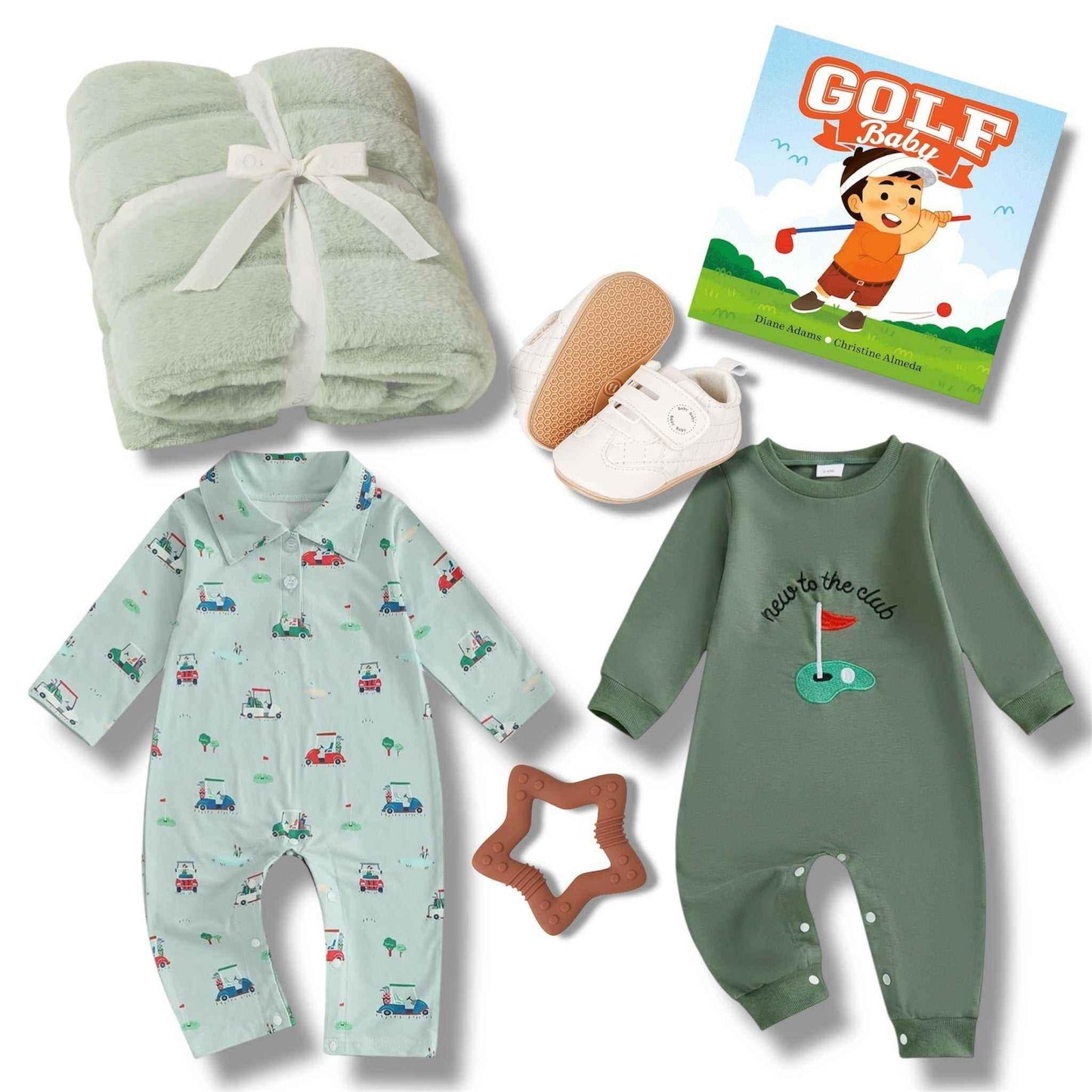Golf Theme Romper Baby Gift Set - Collared Romper