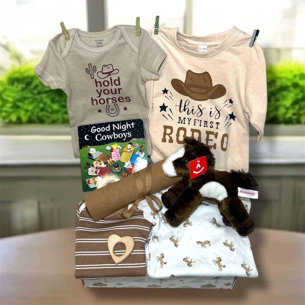 First Rodeo Baby Gift – Cowboy Baby Shower Gift Set 0-6M