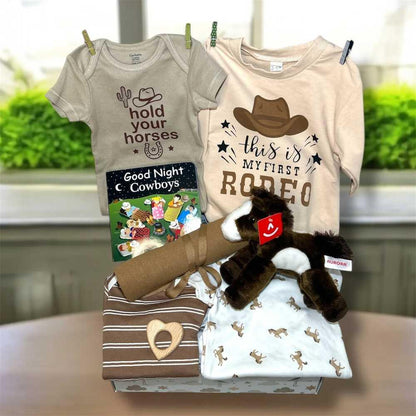 First Rodeo Baby Gift – Cowboy Baby Shower Gift Set 0-6M