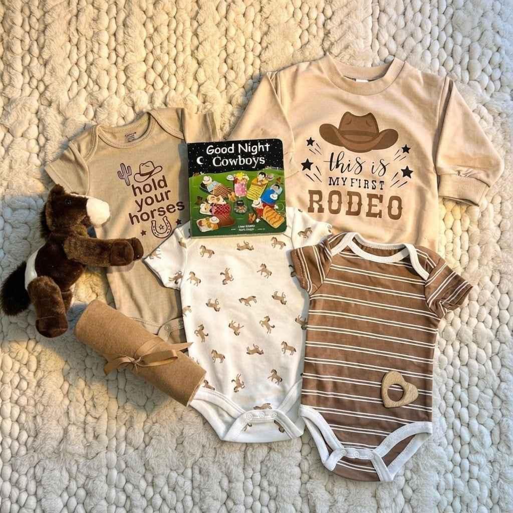 First Rodeo Baby Gift – Cowboy Baby Shower Gift Set 0-6M