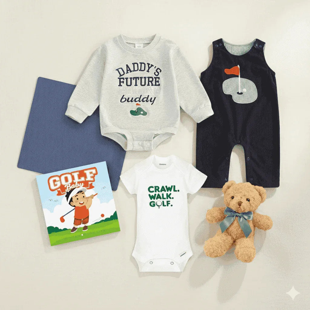 Golf Theme Baby Gift Set - Embroidered 0-6