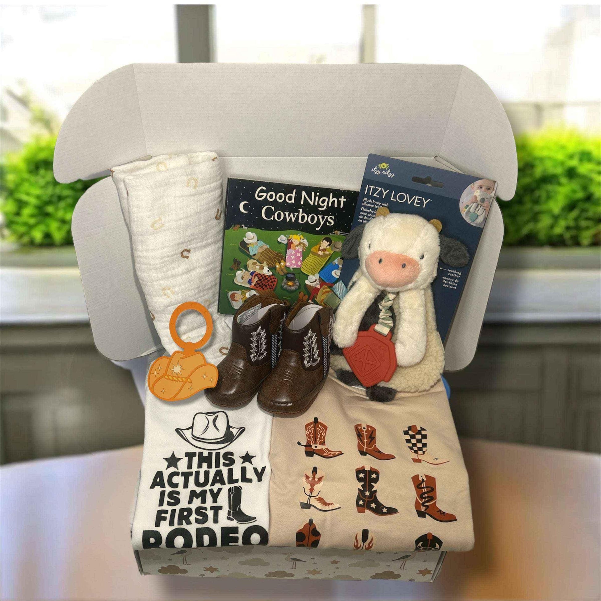 First Rodeo Baby Gift – Cowboy Baby Shower Gift Set 3–6M