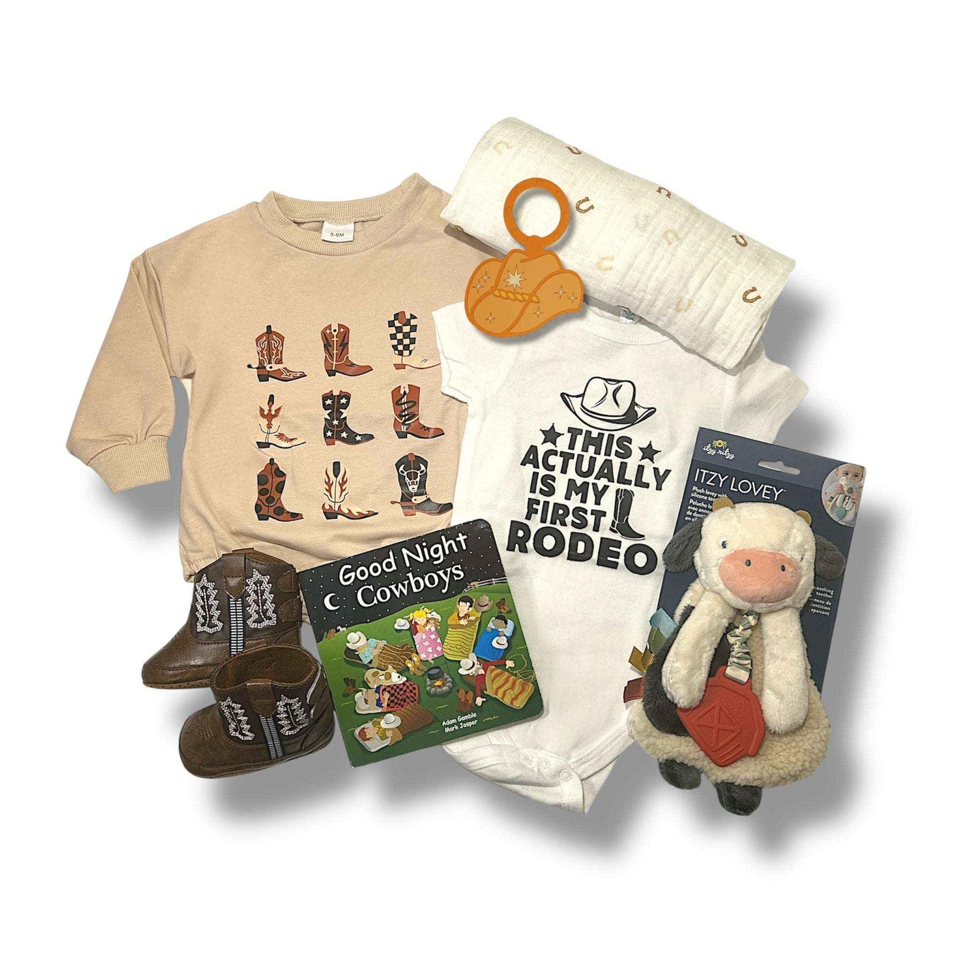 First Rodeo Baby Gift – Cowboy Baby Shower Gift Set 3–6M