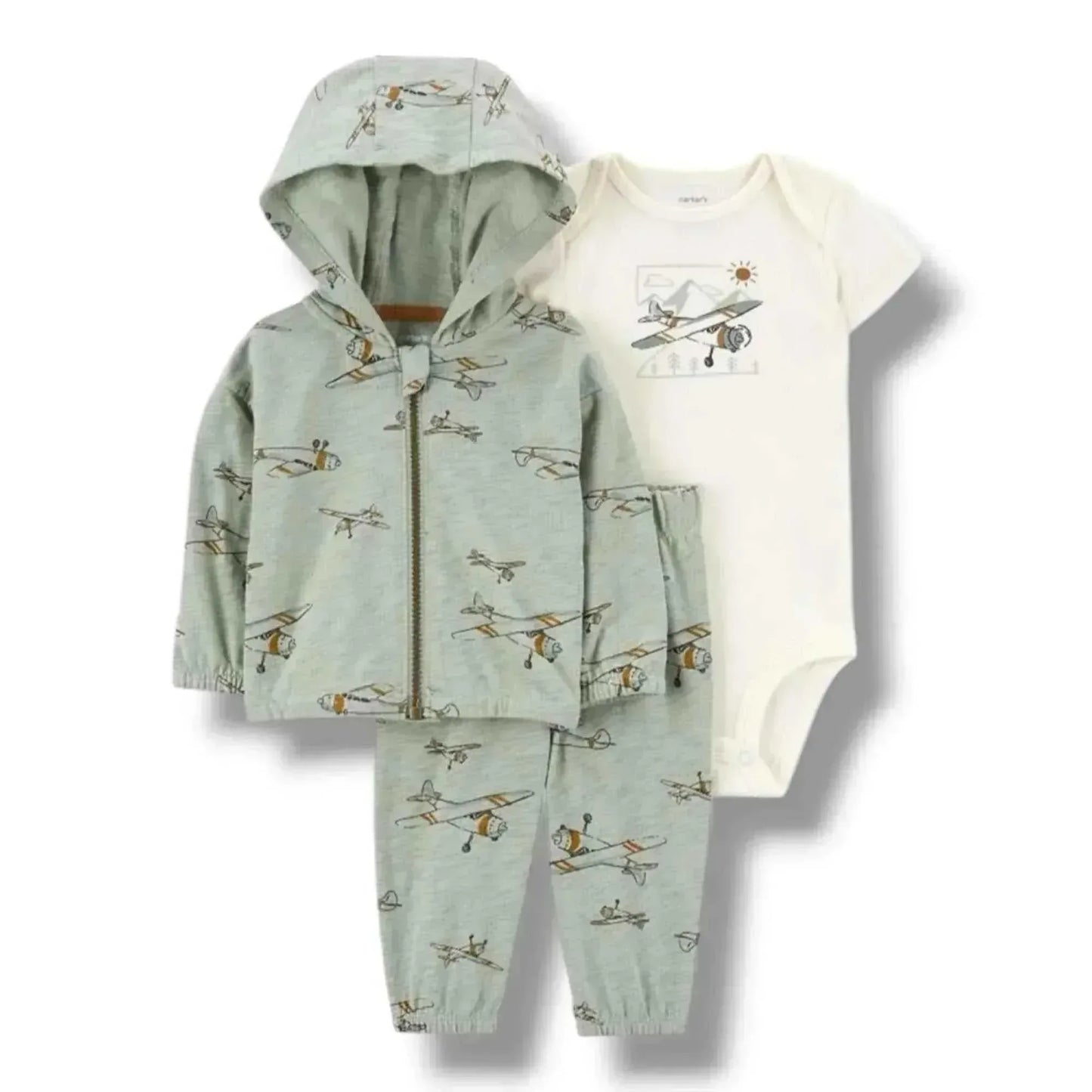 Airplane Baby Gift Set Neutral 0-3M | Outfit, Rattle, Book