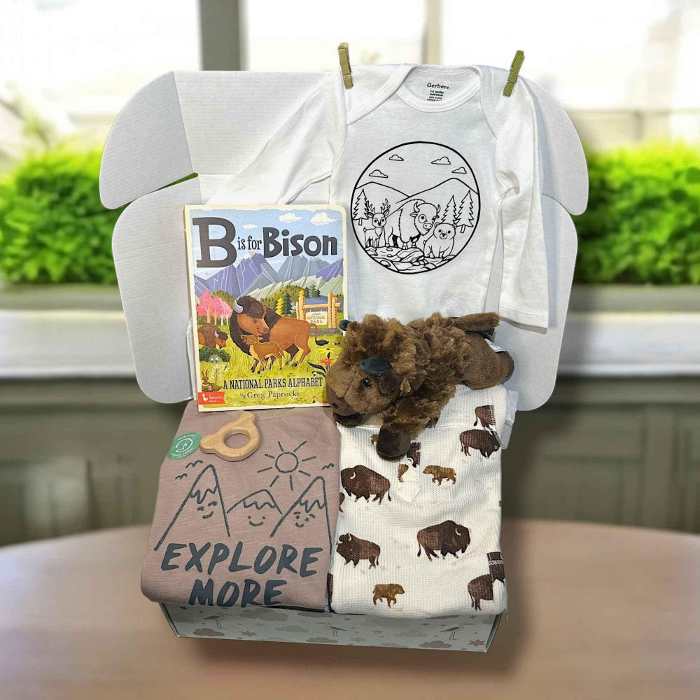Bison Baby Gift Box – National Parks Baby Shower, Neutral