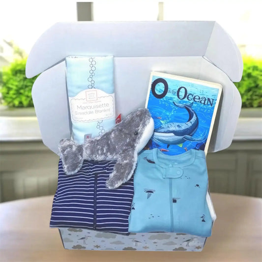 Whale Baby Gift Set – Ocean Newborn Gift Box 0–3 Months