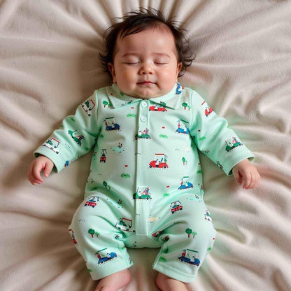 Golf Theme Romper Baby Gift Set - Collared Romper